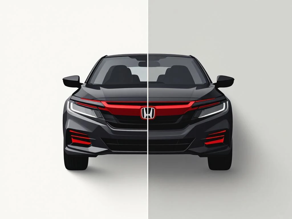 Honda voertuig silhouet met APK inspectie checklist iconen: stuurwiel, moersleutel en vergrootglas op witte achtergrond