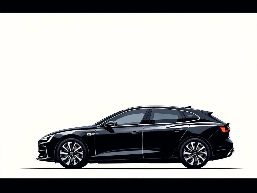 Zwarte PHEV hybride auto silhouet met rode accenten op batterij-indicatoren en remcomponenten tegen witte achtergrond