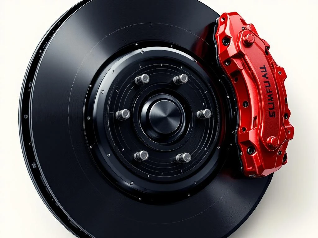 PHEV remschijf en remklauw met regeneratief remsysteem en elektrische circuits in minimalistische stijl