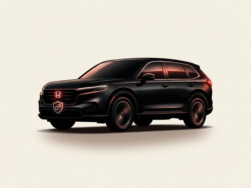 Honda voertuig silhouet met rood accent op crème achtergrond, minimalistisch automotive icoon design
