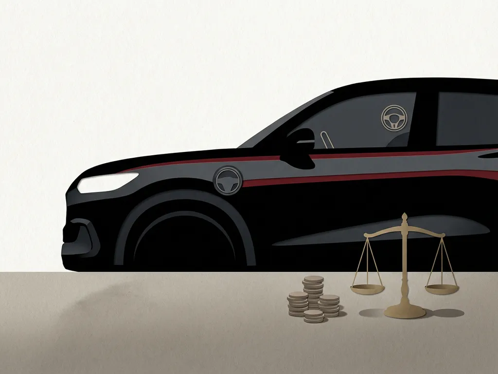 Honda ZR-V e:HEV zijaanzicht icoon op tafel met muntenstapels en weegschaal, symbool voor totale eigendomskosten